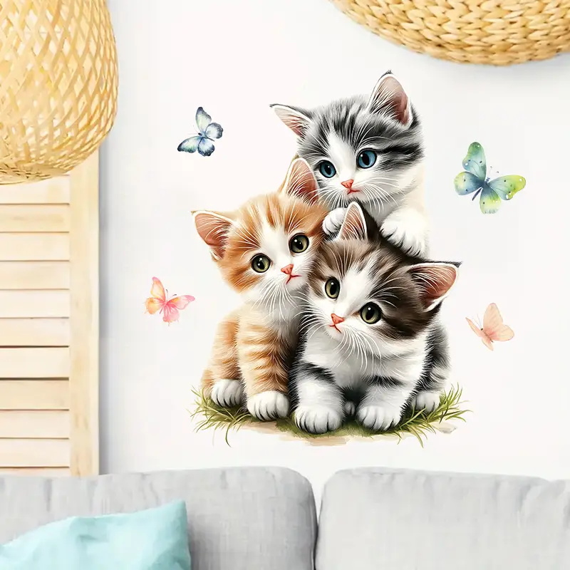 Three Cats with Butterfly Stic - Lighting Mcqueen Bedroom Decor recension och pris